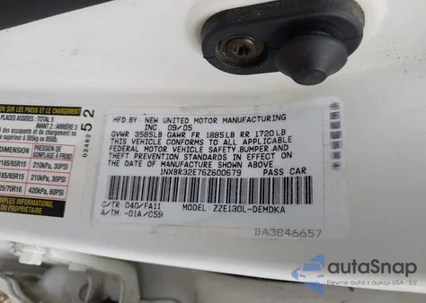 2006 Toyota Corolla Ce from USA, damaged, VIN 1NXBR32E76Z600679